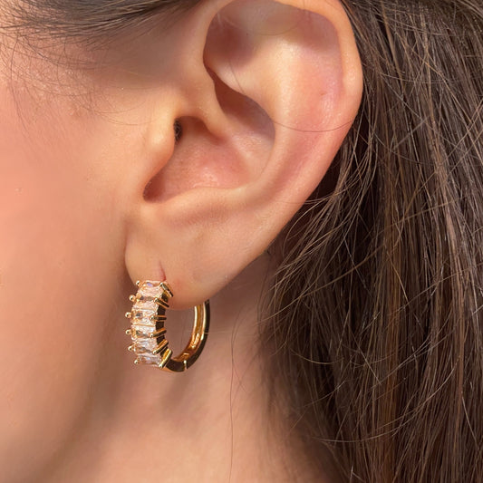 Zircon Gold Plated Hoops