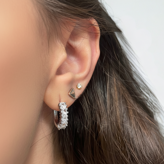 Zircon Silver Hoops