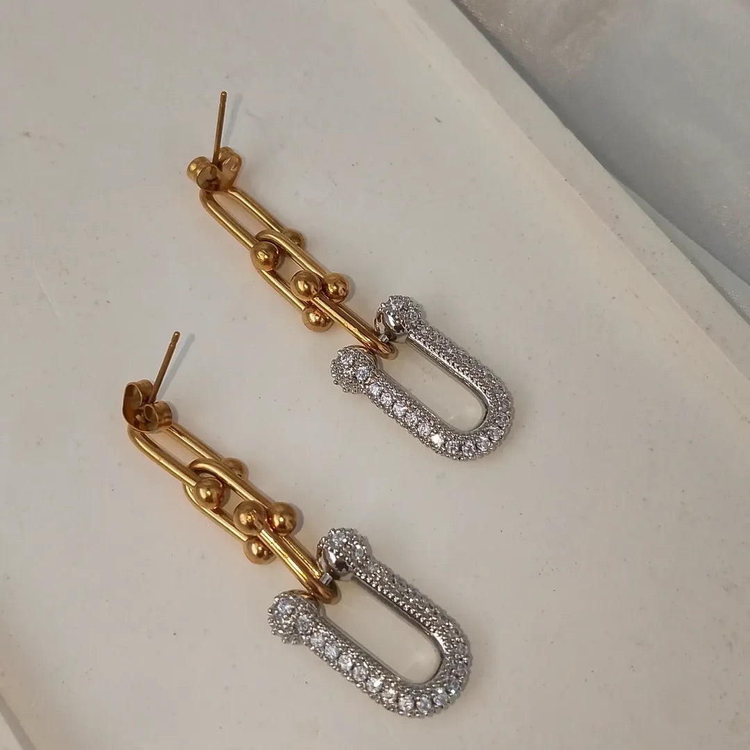 Zircon Clips Earrings